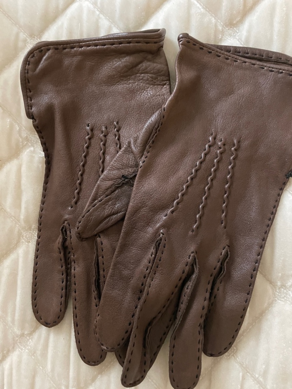 Classic Brown Leather Driving Gloves - Men Accessories